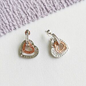 Michael Kors Interlocking Silver Rose Gold Heart Earrings